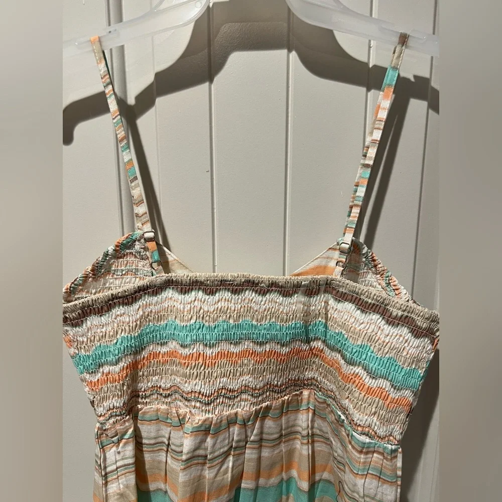Love & Joy Striped orange, green, cream Button-Down Dress sz XL - Picture 4 of 4